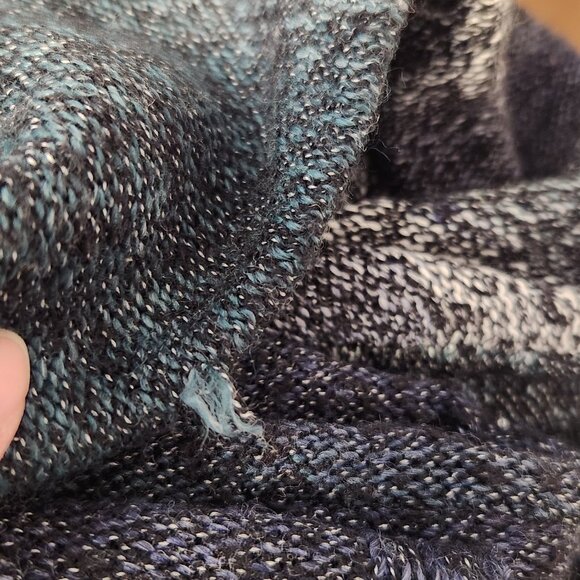 Earthbound Trading Variegated Open Cardigan Hoodie Black Teal Gray L - Picture 6 of 6